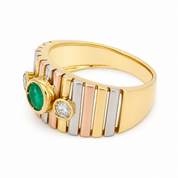 Anello - 18 carati Oro giallo, Oro rosa, Oro bianco - 0.68ct. tw. Smeraldo - Diamante - Made in Italy - Handmade