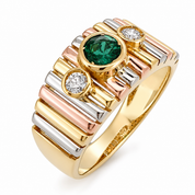 Anello - 18 carati Oro giallo, Oro rosa, Oro bianco - 0.68ct. tw. Smeraldo - Diamante - Made in Italy - Handmade