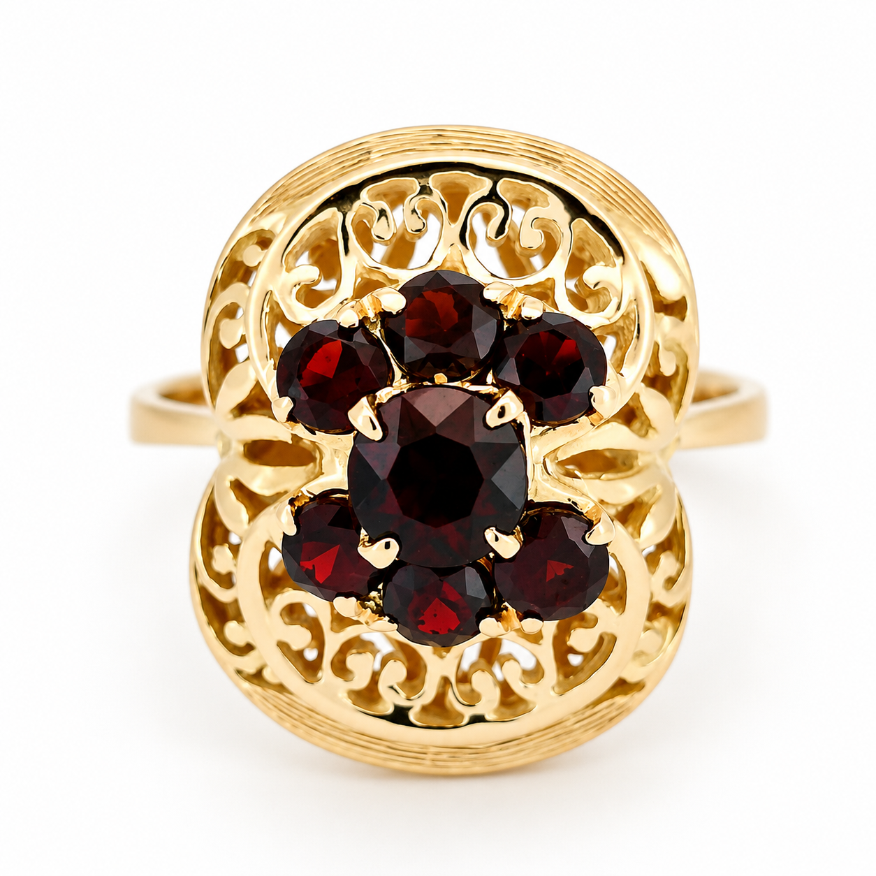 Anello - 18 carati Oro giallo - 1.05ct. tw. Granato - Made in Italy - Handmade