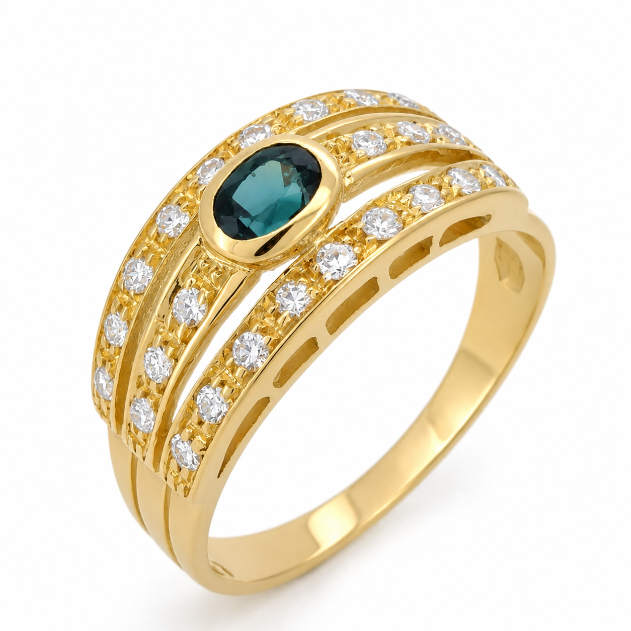 Anello - 18 carati Oro giallo - 0.82ct. tw. Zaffiro - Diamante - Made in Italy - Handmade