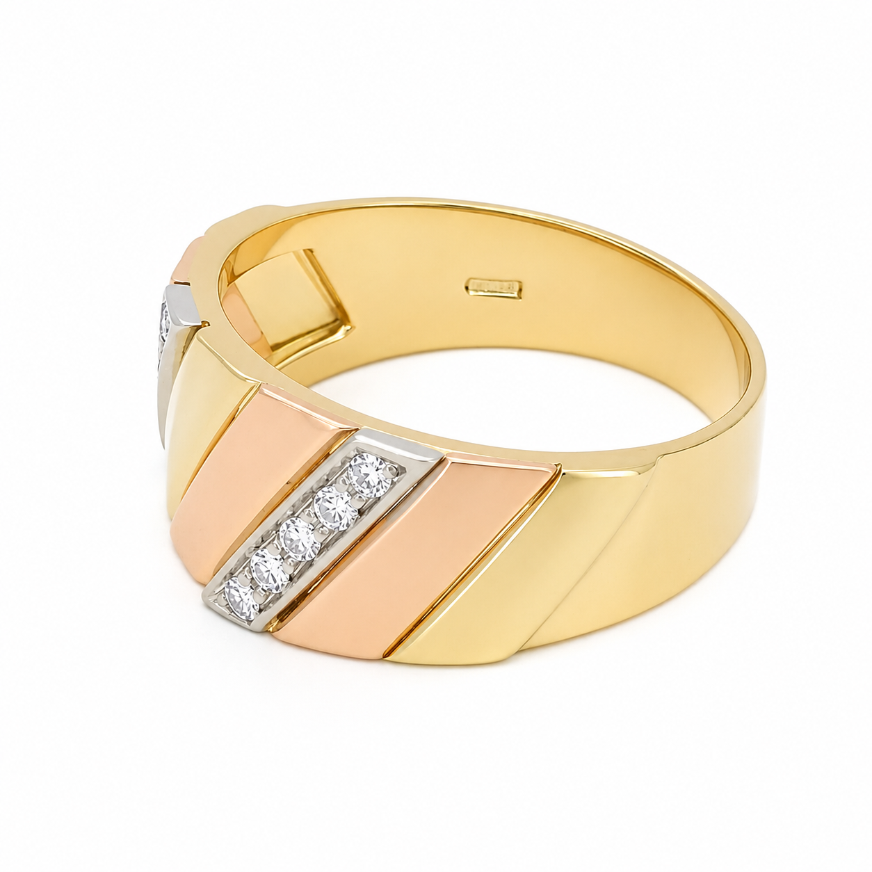 Anello - 18 carati Oro giallo, Oro rosa, Oro bianco - 0.10ct. tw. Diamante (Naturale) - Made in Italy - Handmade