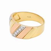 Anello - 18 carati Oro giallo, Oro rosa, Oro bianco - 0.10ct. tw. Diamante (Naturale) - Made in Italy - Handmade
