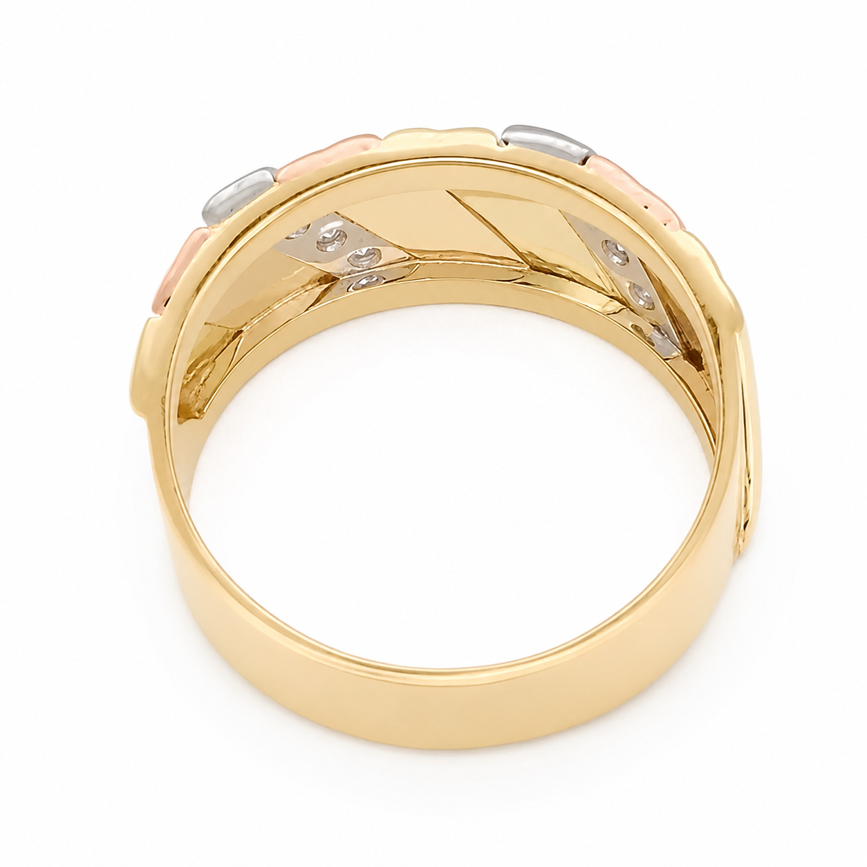 Anello - 18 carati Oro giallo, Oro rosa, Oro bianco - 0.10ct. tw. Diamante (Naturale) - Made in Italy - Handmade