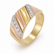 Anello - 18 carati Oro giallo, Oro rosa, Oro bianco - 0.10ct. tw. Diamante (Naturale) - Made in Italy - Handmade