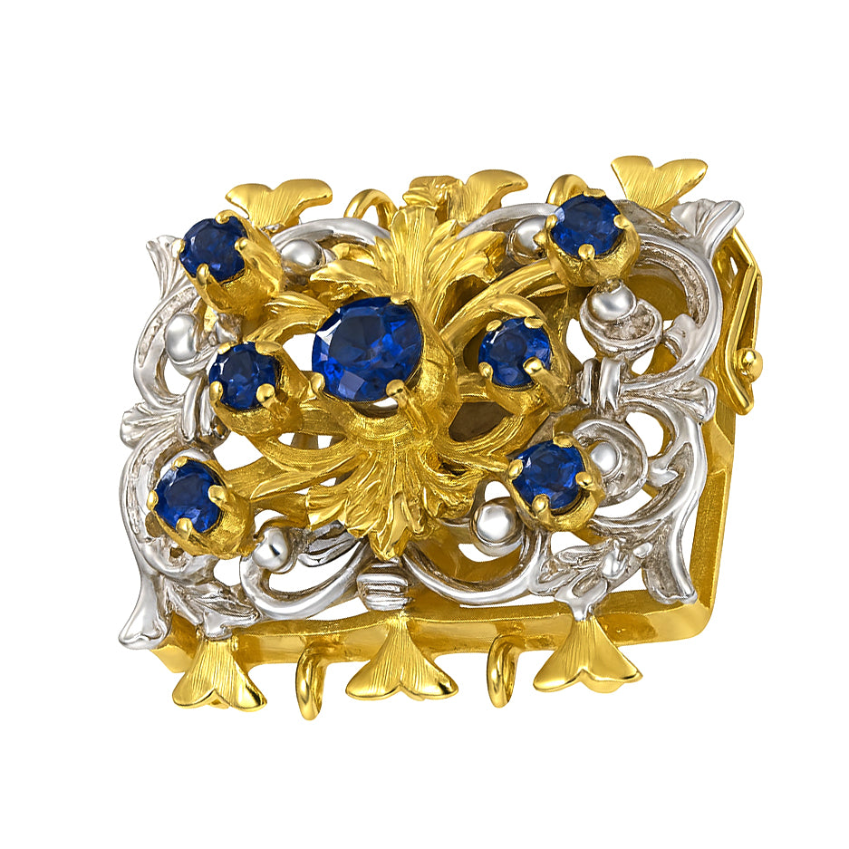 Chiusura per collana - 18 carati Oro bianco, Oro giallo - 0.61ct. tw. Zaffiro