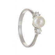 Anello - 18 carati Oro bianco - 0.24ct. tw. Diamante (Naturale) - Perla