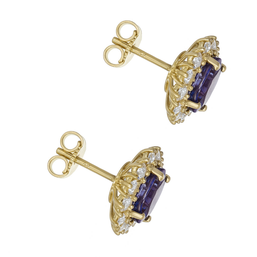 Orecchini - 18 carati Oro giallo - 3.44ct. tw. Tanzanite - Diamante