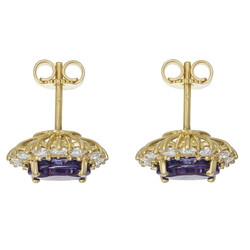 Orecchini - 18 carati Oro giallo - 3.44ct. tw. Tanzanite - Diamante