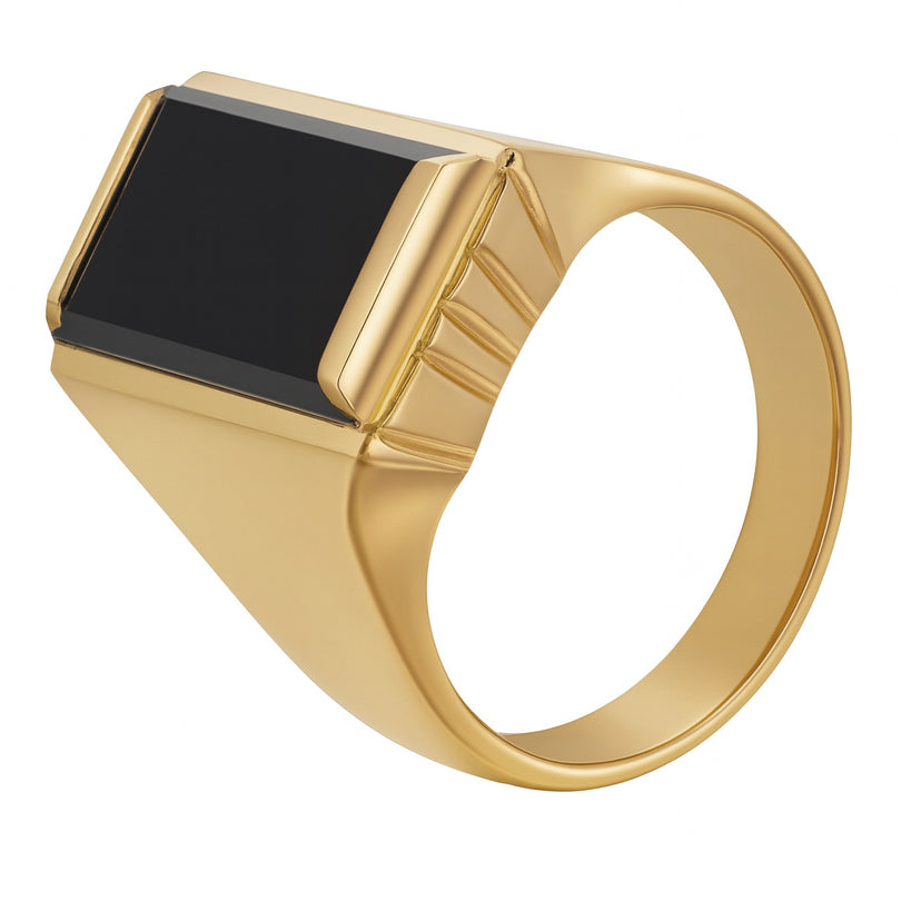 Anello - 18 carati Oro giallo - 15.00ct. tw. Onice