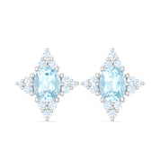 Orecchini - 18 carati Oro bianco - 1.64ct. tw. Acquamarina - Diamante