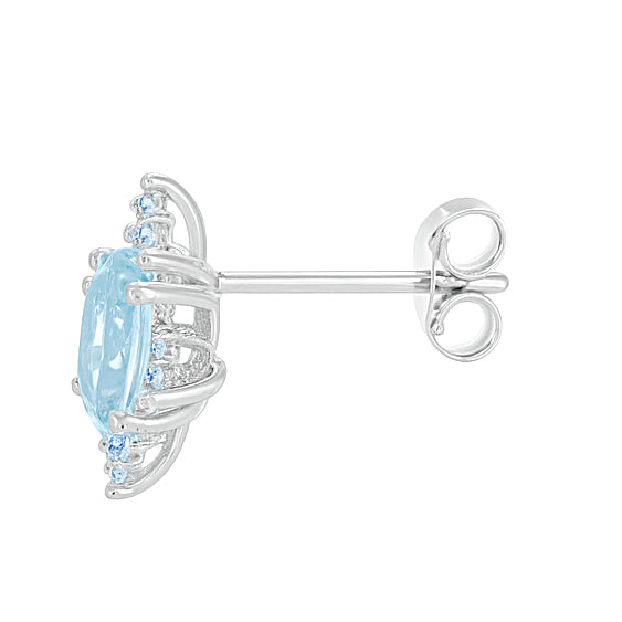 Orecchini - 18 carati Oro bianco - 1.64ct. tw. Acquamarina - Diamante