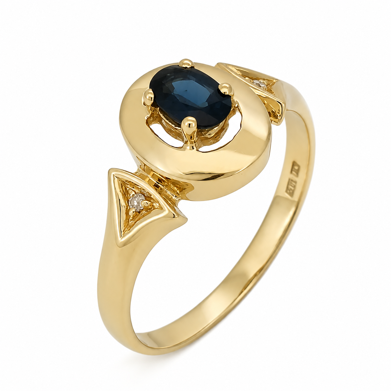 Anello - 18 carati Oro giallo - 0.51ct. tw. Zaffiro - Diamante - Made in Italy - Handmade