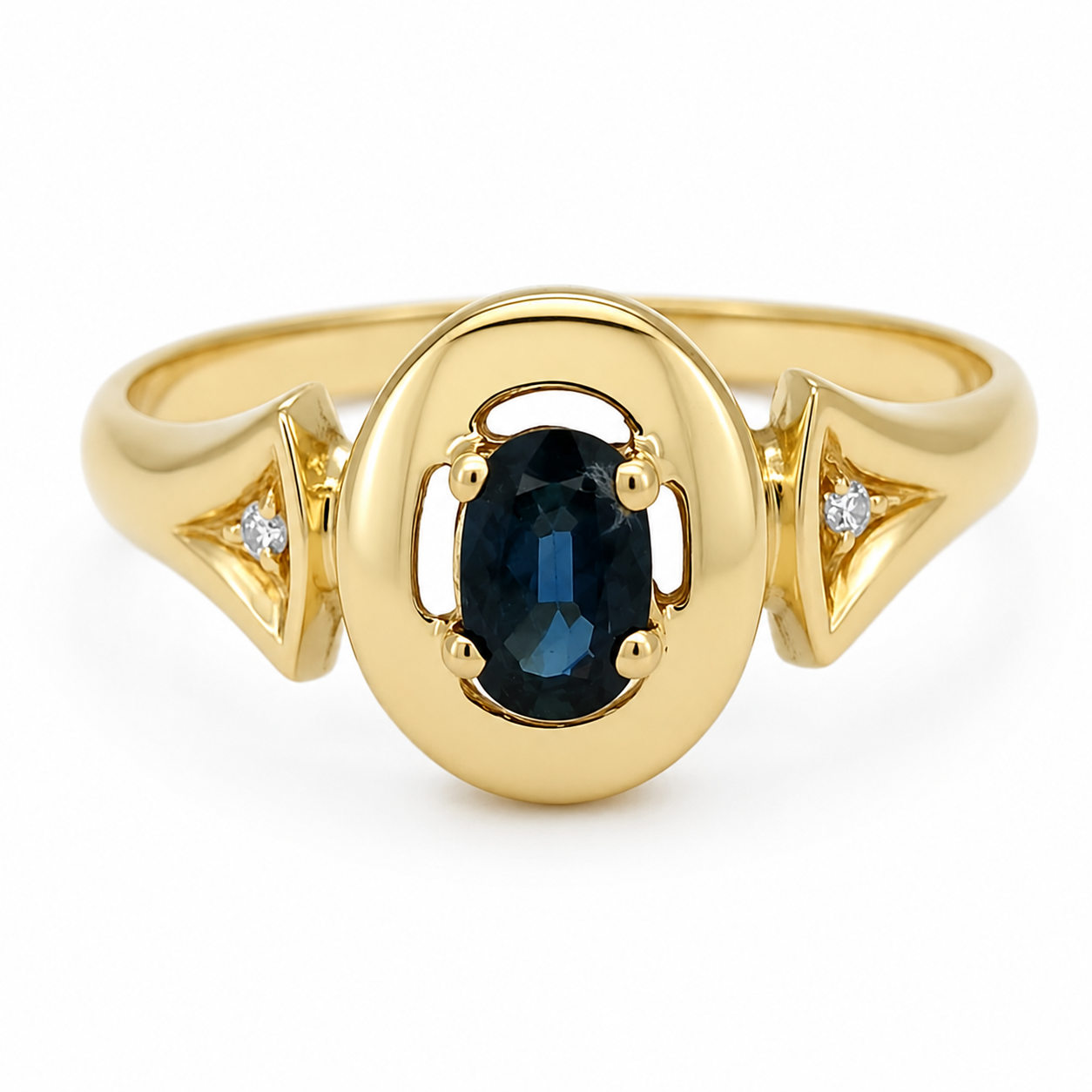 Anello - 18 carati Oro giallo - 0.51ct. tw. Zaffiro - Diamante - Made in Italy - Handmade