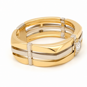 Anello - 18 carati Oro giallo, Oro bianco - 0.10ct. tw. Diamante (Naturale) - Made in Italy - Handmade