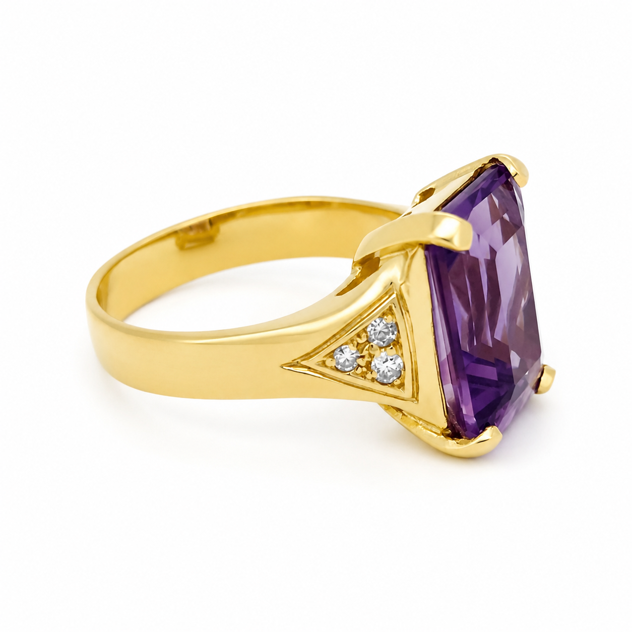 Anello - 18 carati Oro giallo - 8.12ct. tw. Ametista - Diamante - Made in Italy - Handmade