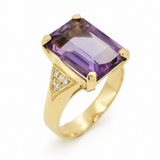 Anello - 18 carati Oro giallo - 8.12ct. tw. Ametista - Diamante - Made in Italy - Handmade