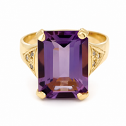 Anello - 18 carati Oro giallo - 8.12ct. tw. Ametista - Diamante - Made in Italy - Handmade