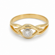 Anello - 18 carati Oro giallo, Oro bianco - 0.15ct. tw. Diamante (Naturale) - Made in Italy - Handmade