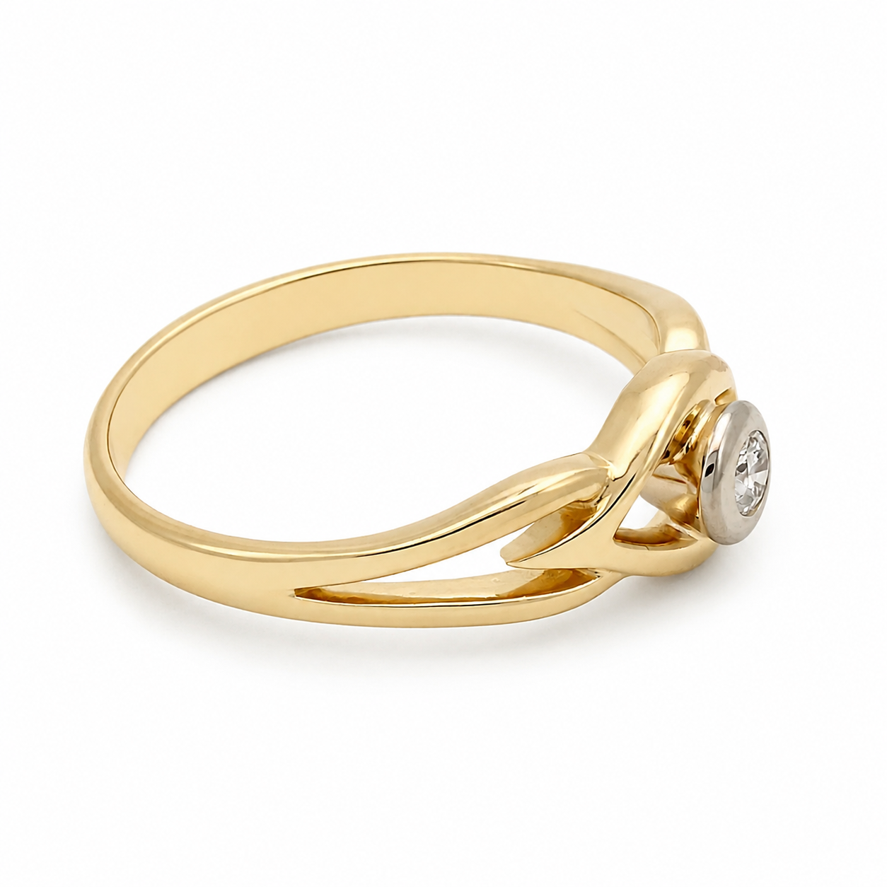 Anello - 18 carati Oro giallo, Oro bianco - 0.15ct. tw. Diamante (Naturale) - Made in Italy - Handmade