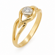 Anello - 18 carati Oro giallo, Oro bianco - 0.15ct. tw. Diamante (Naturale) - Made in Italy - Handmade