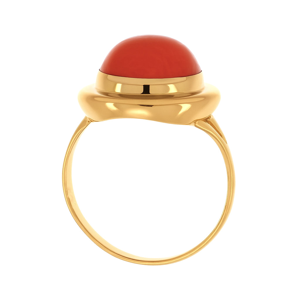 Anello - 18 carati Oro giallo Corallo
