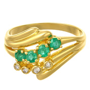 Anello - 18 carati Oro giallo - 0.46ct. tw. Smeraldo - Diamante