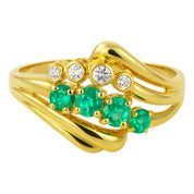 Anello - 18 carati Oro giallo - 0.46ct. tw. Smeraldo - Diamante