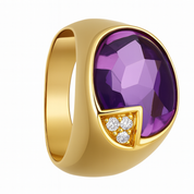 Anello - 18 carati Oro giallo - 8.645ct. tw. Ametista - Diamante