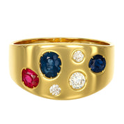 Anello - 18 carati Oro bianco, Oro giallo, Zaffiro - Rubino - diamante - 0.68ct. tw.