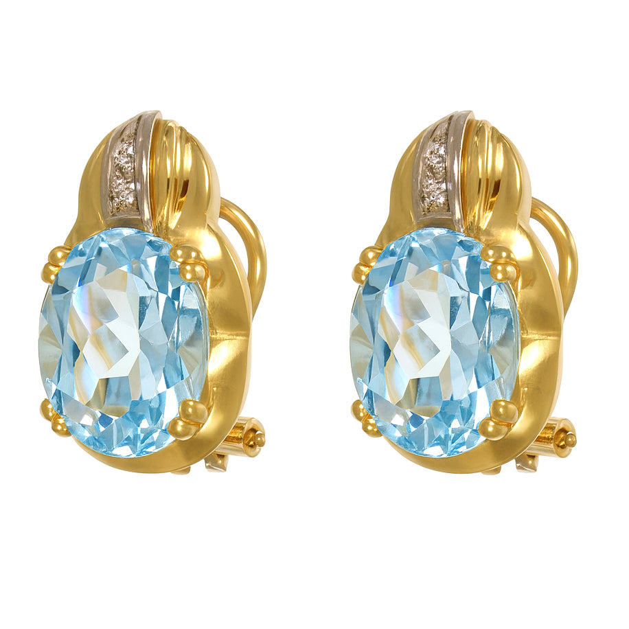 Orecchini - 18 carati Oro giallo, Oro bianco - 8.94ct. tw. Topazio - Diamante
