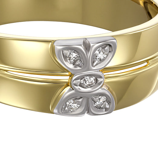 Anello - 18 carati Oro bianco, Oro giallo - 0.05ct. tw. Diamante (Naturale)