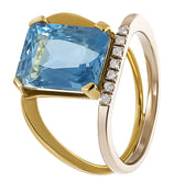 Anello - 18 carati Oro giallo, Oro bianco - 4.77ct. tw. Topazio - Diamante