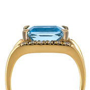 Anello - 18 carati Oro giallo, Oro bianco - 4.77ct. tw. Topazio - Diamante