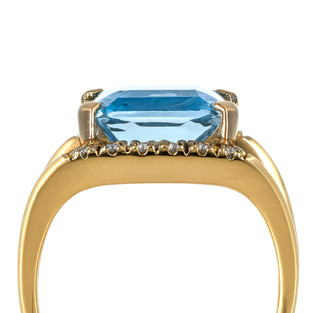 Anello - 18 carati Oro giallo, Oro bianco - 4.77ct. tw. Topazio - Diamante