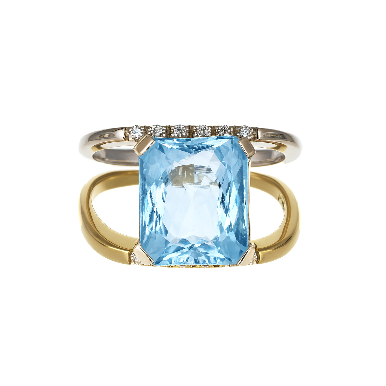 Anello - 18 carati Oro giallo, Oro bianco - 4.77ct. tw. Topazio - Diamante