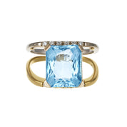 Anello - 18 carati Oro giallo, Oro bianco - 4.77ct. tw. Topazio - Diamante