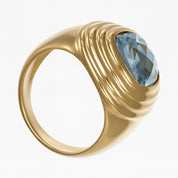 Anello - 18 carati Oro giallo - 3.15ct. tw. Acquamarina