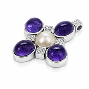 Ciondolo - 18 carati Oro bianco - 0.30ct. tw. Ametista - Diamante