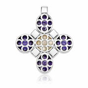 Ciondolo - 18 carati Oro bianco - 0.30ct. tw. Ametista - Diamante