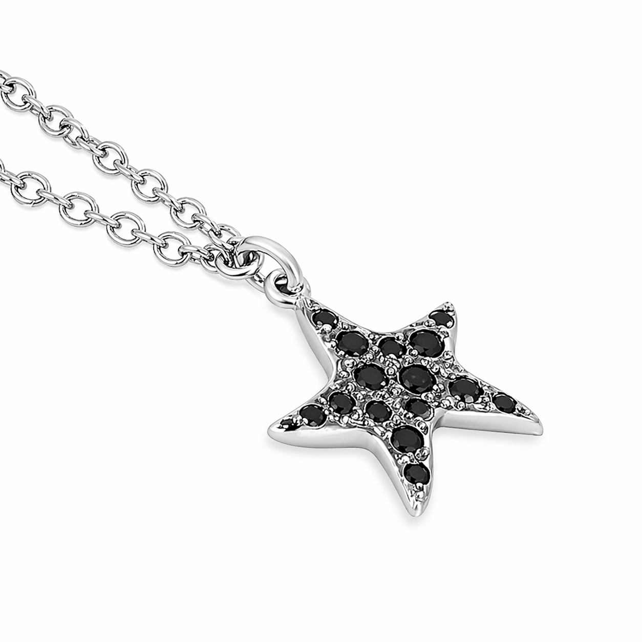 Collana con ciondolo - 18 carati Oro bianco - 0.36ct. tw. Onice - Diamante