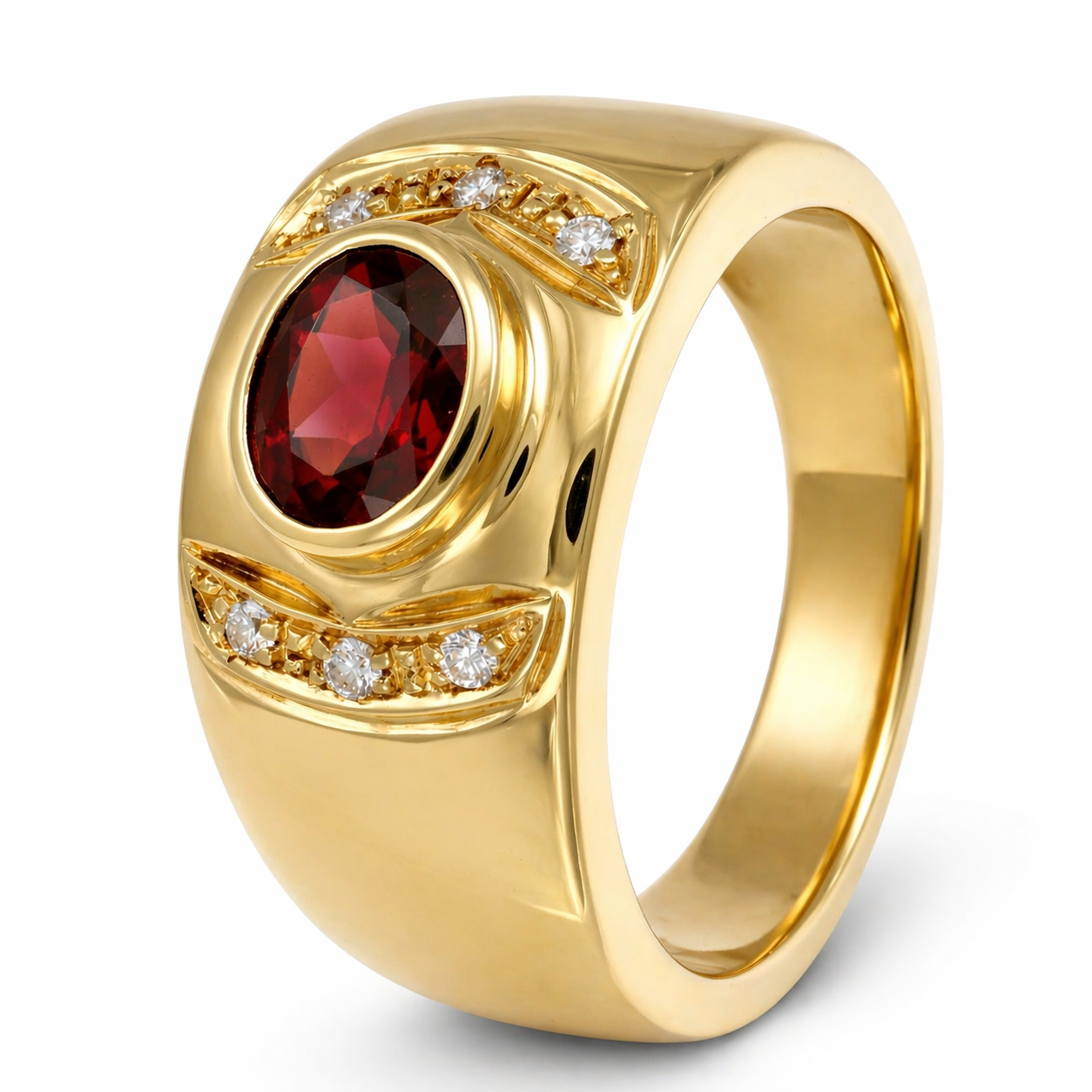 Anello - 18 carati Oro giallo - 1.48ct. tw. Rubino - Diamante