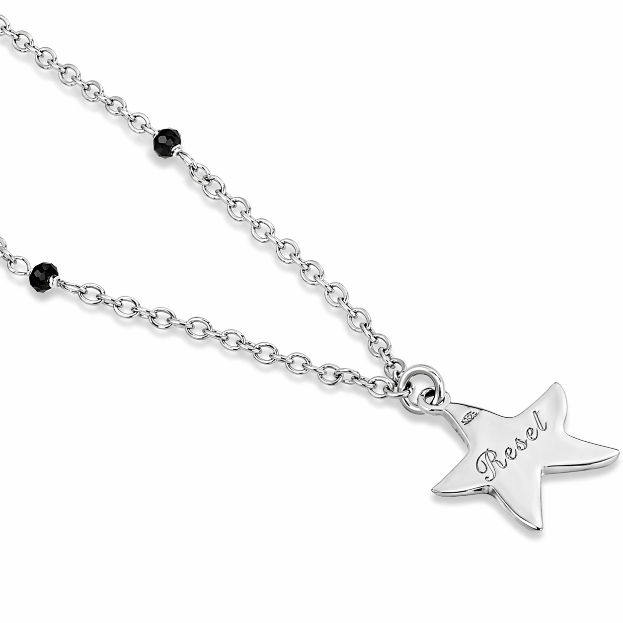 Collana con ciondolo - 18 carati Oro bianco - 0.36ct. tw. Onice - Diamante