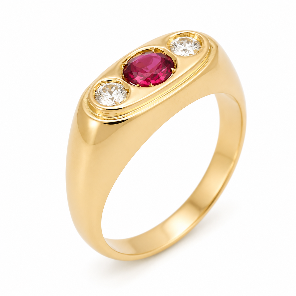 Anello - 18 carati Oro giallo - 0.90ct. tw. Rubino - Diamante - Made in Italy - Handmade