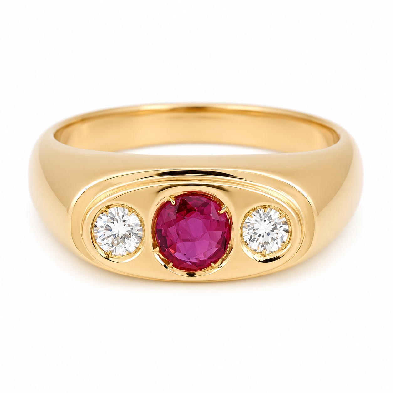 Anello - 18 carati Oro giallo - 0.90ct. tw. Rubino - Diamante - Made in Italy - Handmade