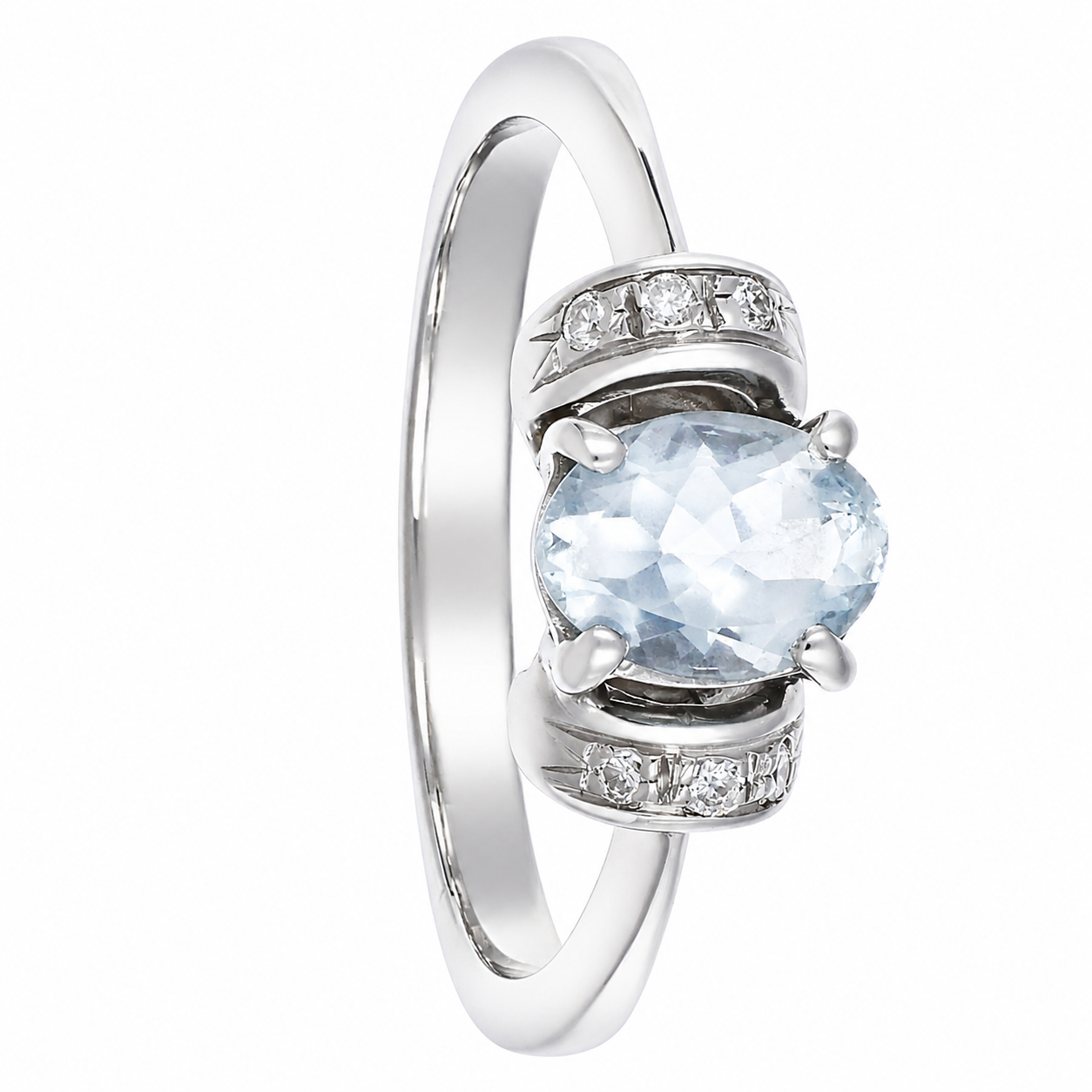 Anello - 18 carati Oro bianco - 1.39ct. tw. Acquamarina - Diamante