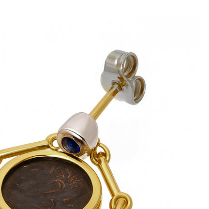 Orecchini - 18 carati Oro bianco, Oro giallo - 0.14ct. tw. Zaffiro - Diamante