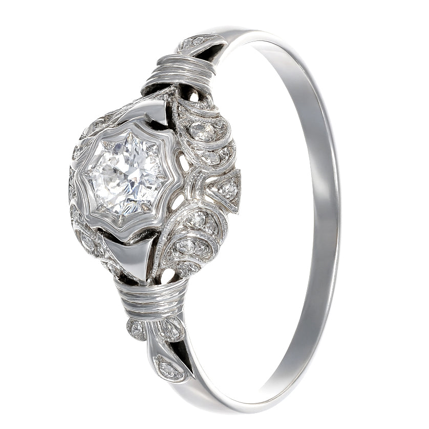 Anello - 18 carati Oro bianco - 0.19ct. tw. Diamante (Naturale)