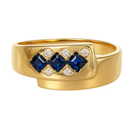 Anello - 18 carati Oro giallo - 0.30ct. tw. Zaffiro - Diamante