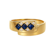 Anello - 18 carati Oro giallo - 0.30ct. tw. Zaffiro - Diamante