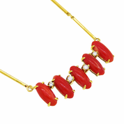 Collana - 18 carati Oro giallo Diamante (Naturale) - Corallo
